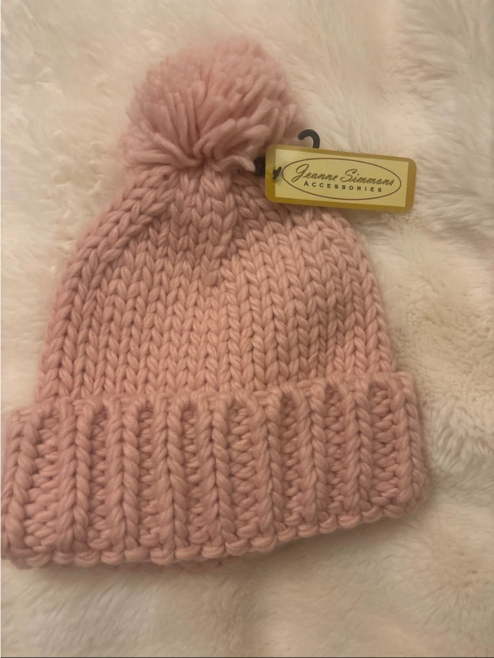 Jeanne Simmons Soft Pink Knit Pom Beanie